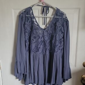 American Eagle Outfitters NWOT Bohemian Long Bell Sleeve Lace Bodice Top